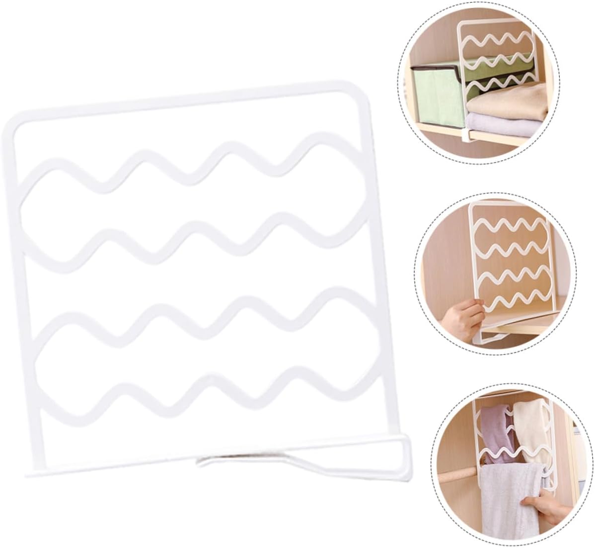 10pcs Adjustable No-Drill Closet Shelf Dividers Organizers for Wardrobes Bedroom Kitchen Office Cabinets Bathroom Storage with Modern White Finish