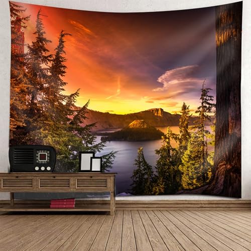 Tenture murale nature pour transformer votre chambre en forêt au coucher de soleil