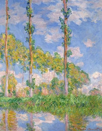 Affiche Toile Peupliers au soleil Claude Monet, grand format portrait pour décoration
