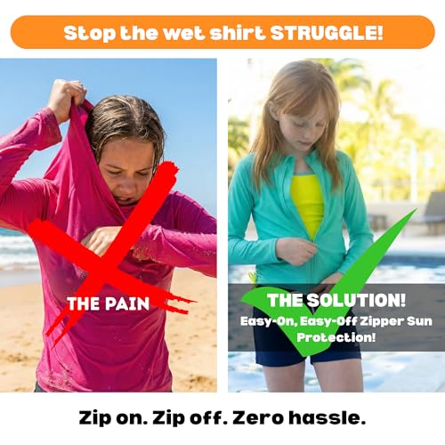 Image of SwimZip Girls' 3 Pc Swim Set w /Long Sleeve Rash Guard, Tankini & Shorts UPF 50+