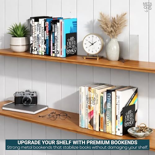 Image of 2 Heavy Duty Metal Bookends for Books | File, CD, Book Holder, & Durable Book Stand for Home, Office, School & Study Table Heavy Duty bookends (Set of 2) (All i Need are My Books)