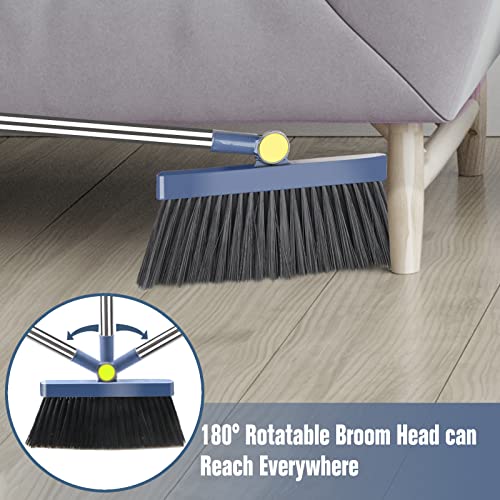 Hibaby Broom And Dustpan Set For Home With Long Handle, 55" Broom With Dustpan Combo Set, Upright And Lightweight Dust Pan And Brush Combo For Kitchen Room Office Lobby Floor Cleaning #TOP4