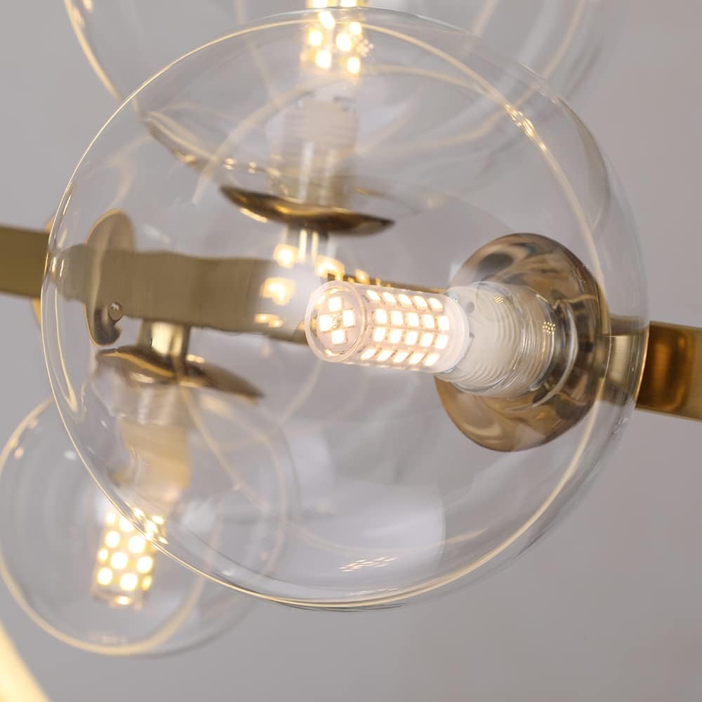 10-Light Island Lights for Kitchen, Modern Chandeliers for Dining Room, Kitchen Island Lighting Linear Pendant Light Fixture with Glass Shade Adjustable Rods