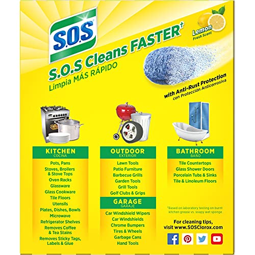 Image of S.O.S Steel Wool Soap Pads, Lemon Fresh, 10 Count