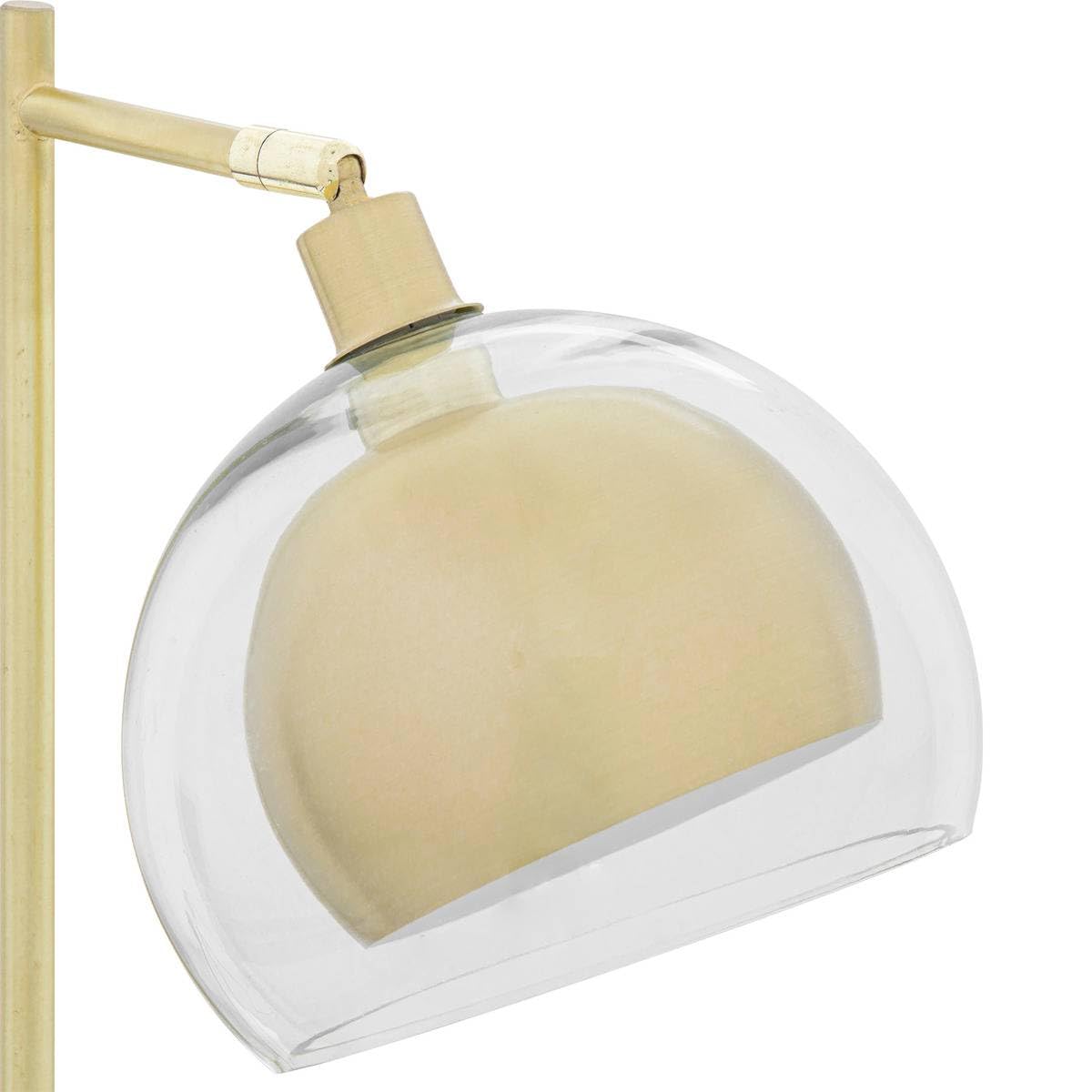 Atmosphera - Lampe à Poser Rivi Doré, H 48 cm, Double Abat-jour en Verre, Tête Orientable - Pour Bureau, Chambre, Salon