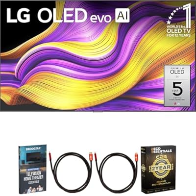 LG 55 Inch G5 Series OLED evo 4K UHD Smart webOS TV with One Wall Design 2025 OLED55G5WUA Bundle with Home Theater Guide, 2 HDMI Cables and Deco Essentials CPS 2 Year Premium Extended Protection Pack