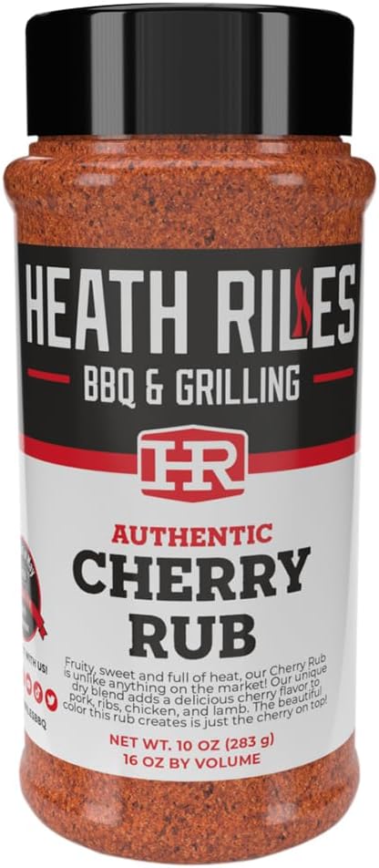 Heath Riles BBQ Rub - Cherry Seasoning, Champion Pitmaster Recipe, Legendary Rubs For Smoking & Grilling, 80+ BBQ Championships, 10 oz.