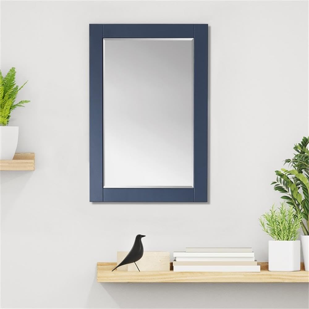 Ivy 24" Rectangular Bathroom Wood Framed Wall Mirror in Royal Blue