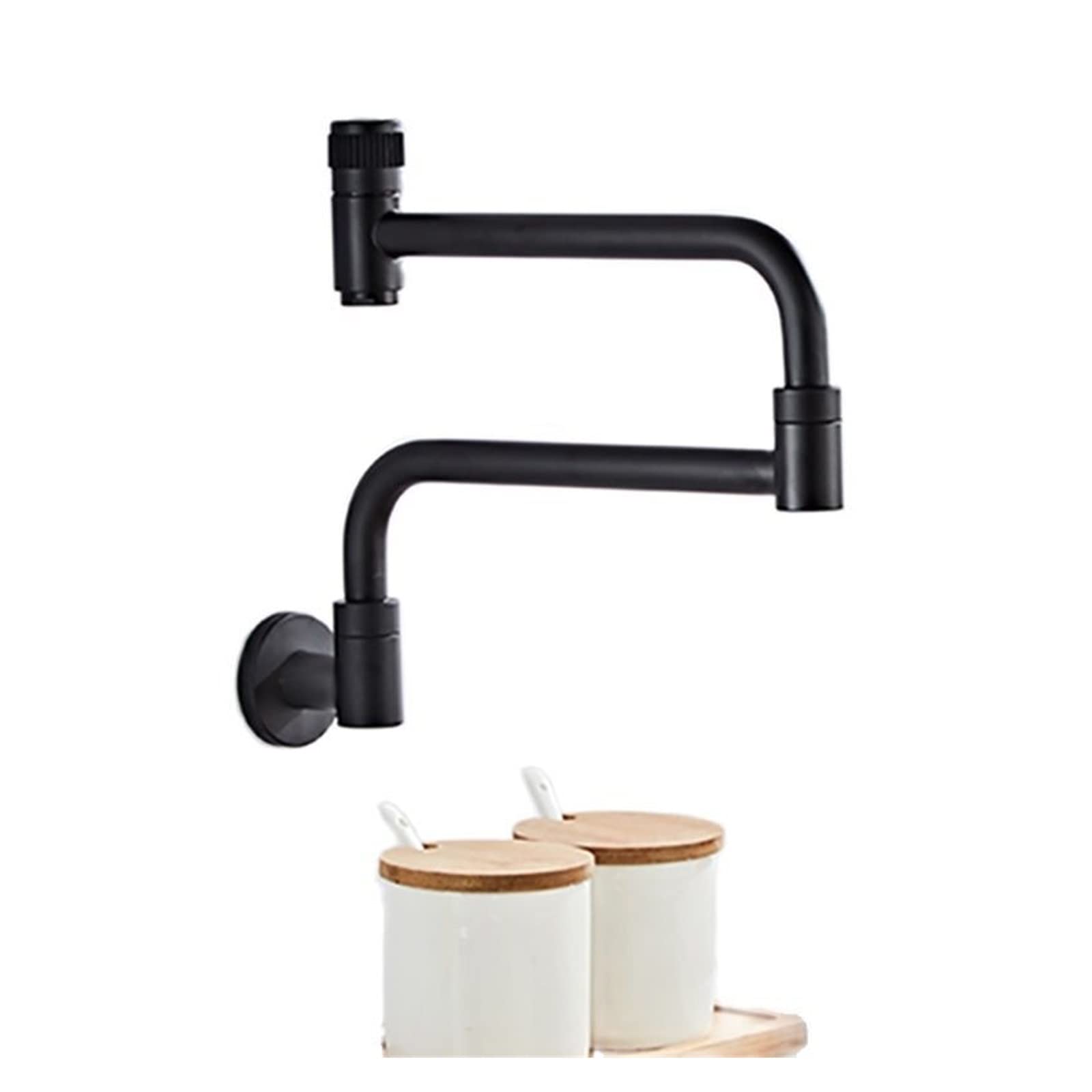 Grifo de llenado de ollas de montaje en pared Grifo de cocina de acero inoxidable de un solo frío, mezclador plegable de 360 ​​grados, grifo de fregadero de cocina cromado/negro de un solo mango, mont