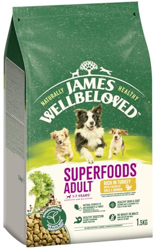 James WELLBELOVED Superfoods 1,5kg Hund Trockenfutter Truthahn mit Einer Mischung aus Grünkohl und Quinoa