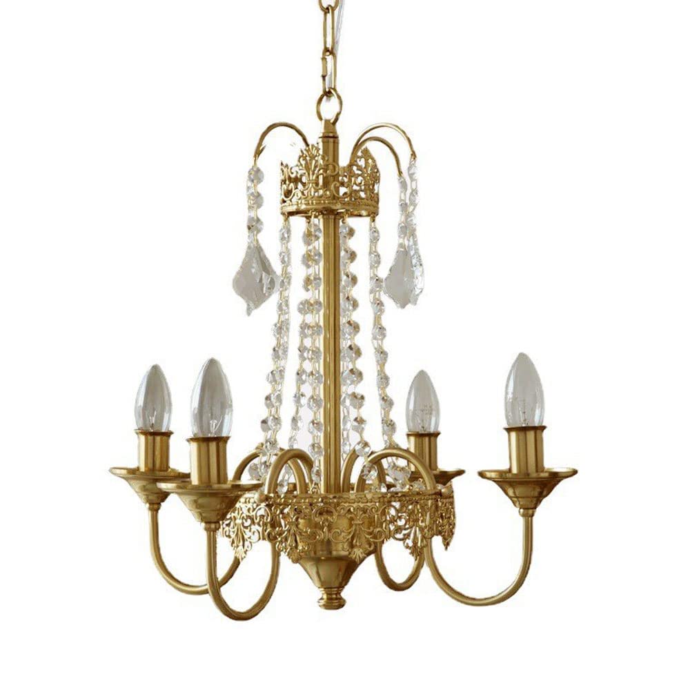 FYZDLAOR French Retro Crystal Chandelier,4 Lights Candle Crystal Chandelier,for Living Room Bedroom Cafe Teahouse Bar Dining Room Club（with E14 Bulb）
