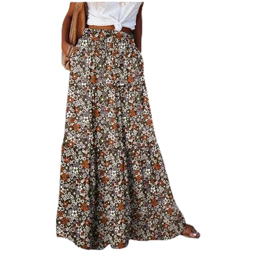 A Line Skirt Women Boho Maxi Floral Patchwork Long Flowy