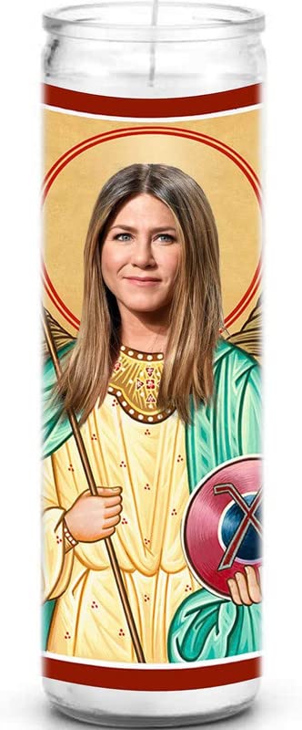 Jennifer Aniston Celebrity Prayer Candle - Friends Show Rachel Funny Saint Candle - 8 inch Glass Prayer Votive - 100% Handmade in USA - Celebrity Novelty Gift