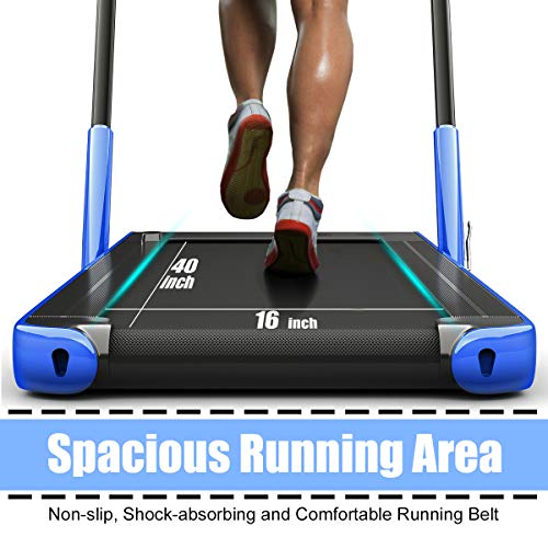 Image of GYMAX Walking Pad, 2 in 1 Free Installation Under Desk Treadmill with Smart App, Remote Control & LED Display, 2.25HP Foldable Portable Compact Running Machine for Small Spaces Home Office