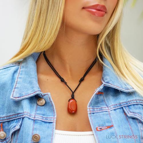 Luck Strings Handmade Gemstone Pendant Choker Necklace – Adjustable Wax Nylon Cord Jewelry for Men and Women, Boho Style Spiritual Wellness and Chakra Healing2