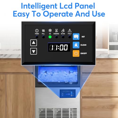 Image of SOZT Under Counter Ice Maker, Gourmet Ice, 100LBS /24H, 25LBS Capacity | Commercial Ice Maker Machine, Non-Clumping Design, Freestanding Hat Ice Cube Maker for Home, Bar, Restaurant, Office