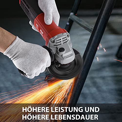 DCK Professional Winkelschleifer, 1,100W Winkelschleifer, Leerlaufdrehzahl:1,1800/min, 115mm Scheiben-ø, Zweilochschlüssel und 4x Schruppscheiben(KSM17-115B) – Bild 4