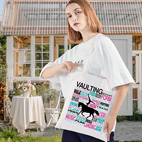 LEVLO Horse Vaulting Canvas Tote Bag Equestrian Vaulting Gifts Horse Vaulter Shoulder Bag For Vaulting Lover3
