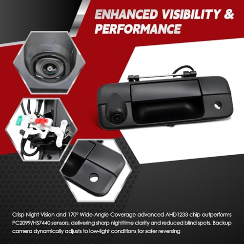 Image of Nakkaa Backup Camera Replacement Compatible with 2007-2013 Tundra Rear View Camera Tailgate Handle w /Wide-Angle Lens Backup Camera for Plug & Play Install, Replaces GAH010026