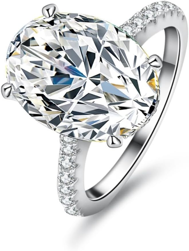5ct Moissanite Wedding Rings for Women Oval Cut D Color VVS1 Diamond Sterling Silver Rings Moissanite Anniversary Promise Engagement Rings for Women with Certificate