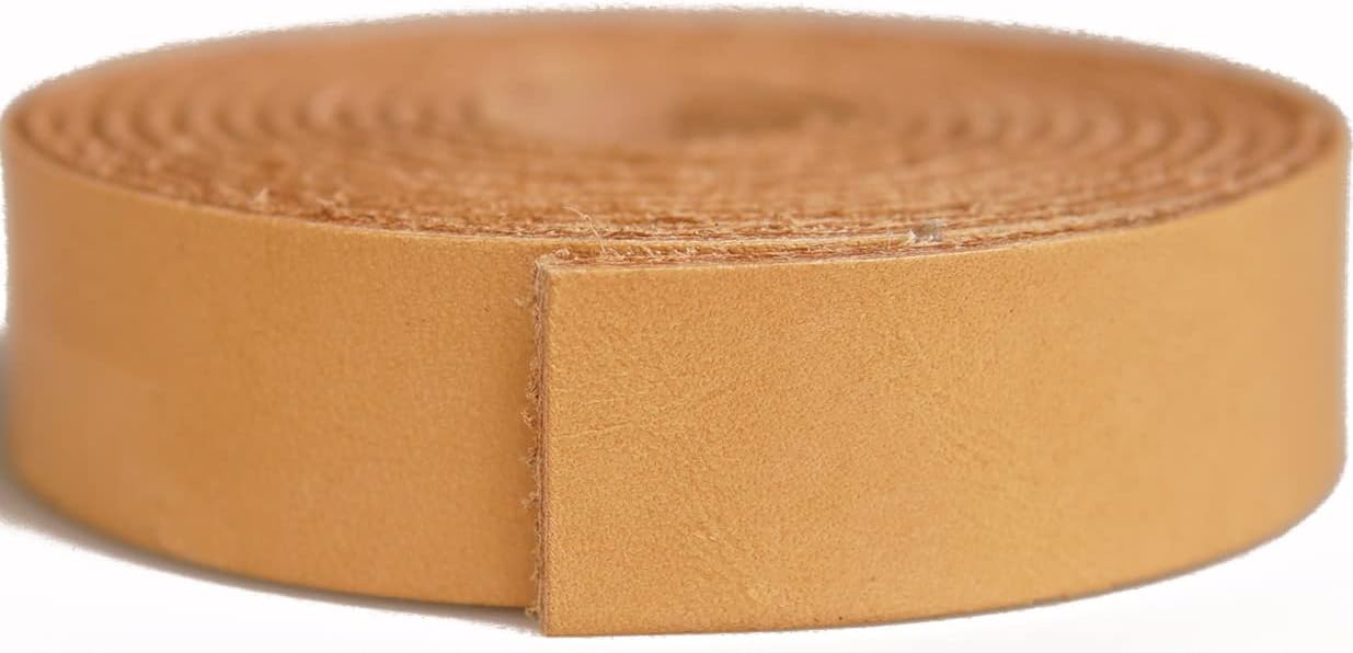 Vegetable Tanned Full Grain Leather Strap Cord Braiding String for Crafts/Tooling/Workshop Handmade (Apricot, 1/2"x72")