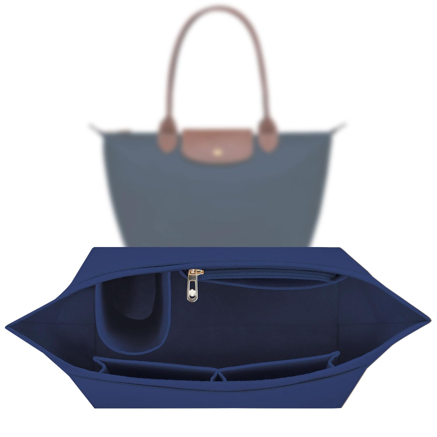 Sunshine smile Organizer für Longchamp Tasche,Organizer für Longchamp Pliage S,Tascheninnenorganizer,Taschenorganizer,Multi-Pocket Felt Handbag,Filz Taschenorganizer mit Mehreren Taschen