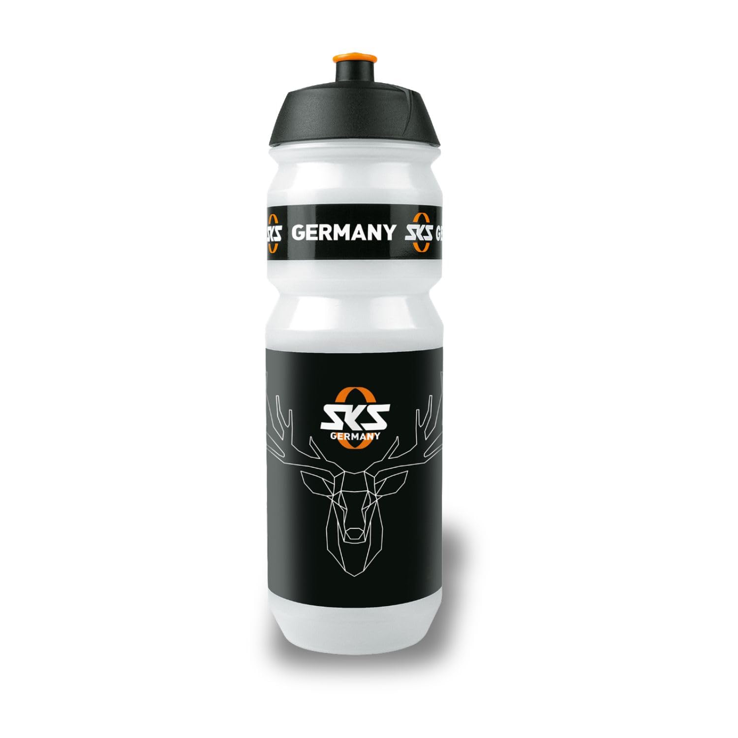SKS GERMANY DEER BOTTLE LARGE 750 ml Fahrradflasche im Hirsch-Design, Fahrradzubehör (Flasche mit Shiva-Verschluss, für alle gängigen Flaschenhalter, auslaufsicheres Push-Pull-Ventil)