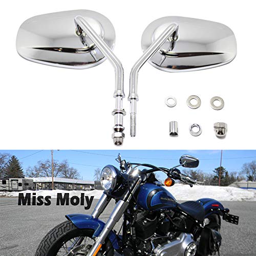 8mm Specchietti Laterali Moto per Sportster 1200 XL883 48 Dyna Softail Road Glide Rocker (#2-Cromo)