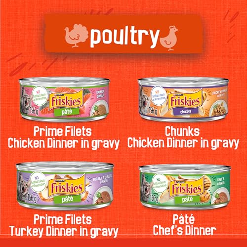 Friskies Poultry Wet Cat Food, Variety Pack 4 Flavours - 156 g Can (32 Pack) image 8