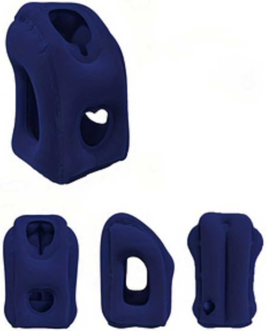 Inflatable Travel Pillow, Neck Support pad, 19.69 x 13.78 inches, Portable air Cushion with Ventilation Holes (Blue)