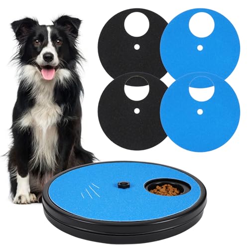 Grevosea Dog Nail Scratch Board, 3 in 1 Dog Scratch Board Rotatable Round Pad for Nails with Treat Box Dogs Nail File Toy Scratching Boards for Dogs Shorten Dog’s Side Nails Easier