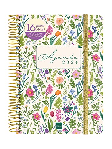 Finocam - Agenda Cloe 16 Meses 2023 2024 Semana Vista Horizontal Septiembre 2023 - Diciembre 2024 (16 Meses) Verde Español