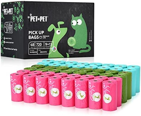 Dog Poo Bags Biodegradable - 720 Ct, 48 Rolls Dog Bags Poop Unscented, USDA Cert 38% Biobased, Thick, Leakproof Poop Bags for Any Dog Breeds, Doggy Poop Bags for Poo Bag Dispenser, Cat Poo Bags