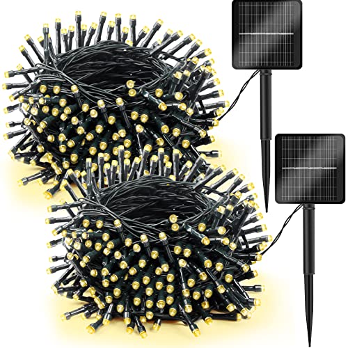 2 Pack 8 Modes Solar Powered Christmas Lights 200 LED