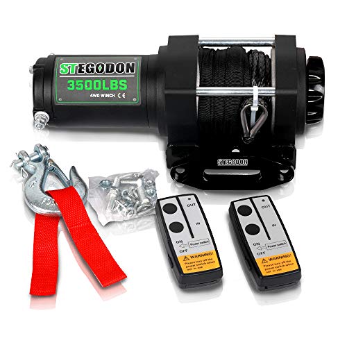 STEGODON 3500 lb. Load Capacity Electric Winch,12V Synthetic Rope Winch with Wireless Handheld
