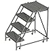 Tri-Arc KDSR004242-D3 4-Step 30" Deep Top Steel Rolling Industrial & Warehouse Ladder without Handrails, 24" Wide Grip Strut Tread
