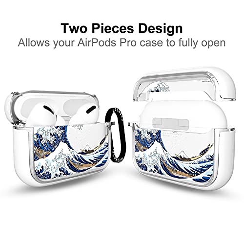 Mosnovo Airpods Pro Case, Apple Airpods Pro Case, Cool Tokyo Wave Clear Case Design With Luxe Metal Ring Shockproof Protective Cover Case For Airpods Pro #TOP1