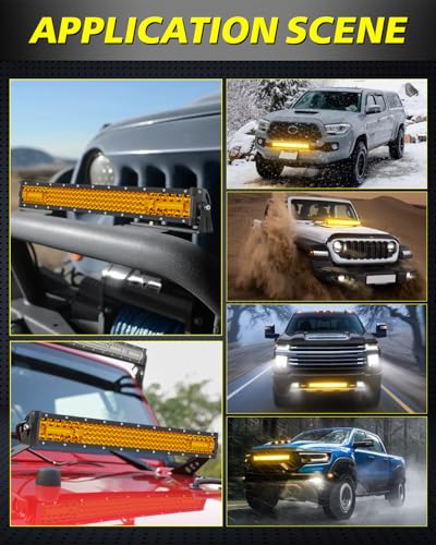 Image of 18 Inch Amber LED Light Bar 134W Quad Row Off Road Light for Truck | Spot Flood Combo Beam, Quad Row 134pcs High-intensity LED Chips