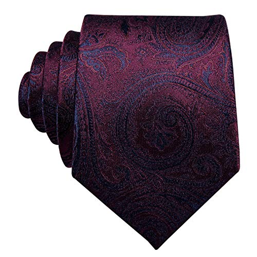 Image of Barry.Wang Paisley Tie Fashion Set Hanky Cufflinks Neckties for Men Woven Silk