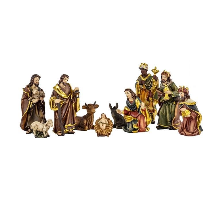 DRW Classic Mystery 10 Pieces of Kings, Animals and Shepherds Hand Painted Polyresin 10cm