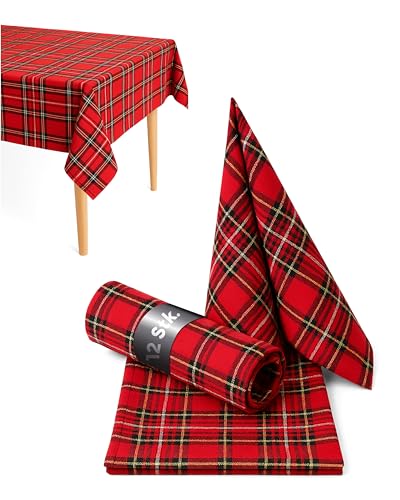 texpot 12 Stück Servietten 30 x 30 cm im Schottenkaro rot Tartan kariert aus 100% Polyester