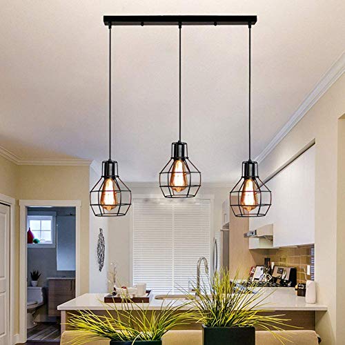 PXY-Rustic-Industrial-Metal-Cage-Shade-Pendant-Light-Cluster3-Light-Pendant-LightingDining-Room-Chandelier-Hanging-Light-Painted-Finishfor-Island-3-Head-Linear3-Head
