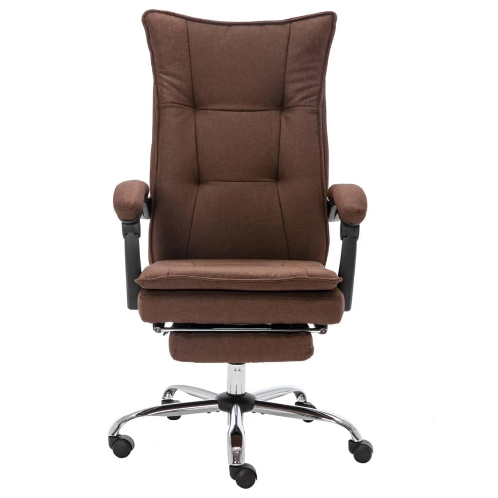 Sedia massaggiante da ufficio, in tessuto marrone, 64 x 68 x 113 – 120 cm, regolabile in altezza, con funzione sdraiata e riscaldamento per schiena, casa, ufficio, gioco, studio, camera da