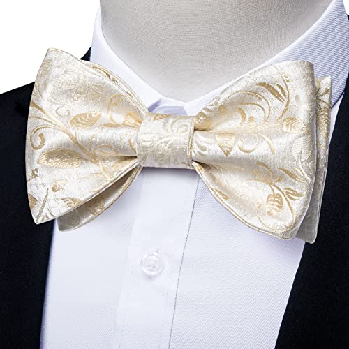 Image of DiBanGu Mens Silk Self Bow Tie Set 4PCS for Tuxedo Wedding