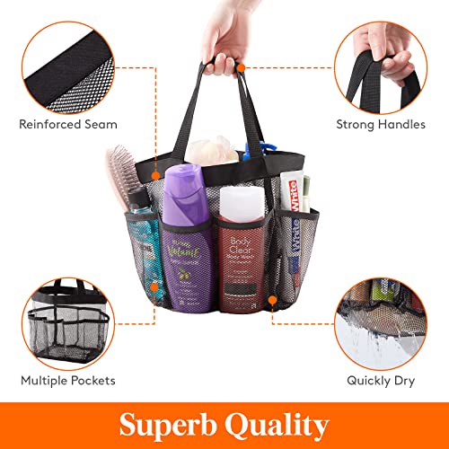 Lifewit Mesh Shower Caddy Portable Shower Tote Bag For College Dorm, Bathroom, Gym, Travel, Quick Dry Hanging Shower Organizer With 7 Storage Pockets For Bathroom Toiletry Essentials, Black #TOP3