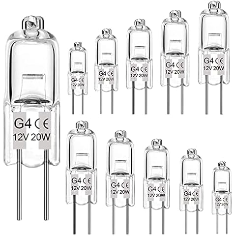 G4 Halogen Bulbs, 12V 20W Halogen Light Bulbs 2 Pin Clear Capsule Lamp Bulb, Halogen-Pin-Base-Lamp Warm White Light Clear Capsule for Cooker Lighting, Signal Lights, Track Lighting (10 Pack) Cover