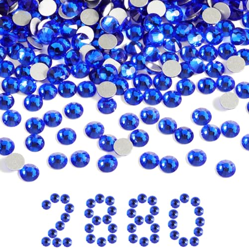 Image of Beadsland Flat Back Crystal Rhinestones Bulk, Sapphire, SS30, 2880pcs | Flatback Glass Gems for Nails Crafts Clothes DIY Decoration, Glue Fix, 6.3-6.5mm,Royal Blue
