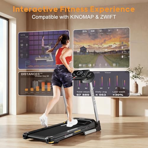 Image of HitGo Treadmill with 15% Auto Incline,10 MPH High Speed Running Machine for Home Gym,Silent Brushless Motor,400lbs Weight Capacity,Air Cushion Shock Absorption,Bluetooth App Kinomap HitGo,Black