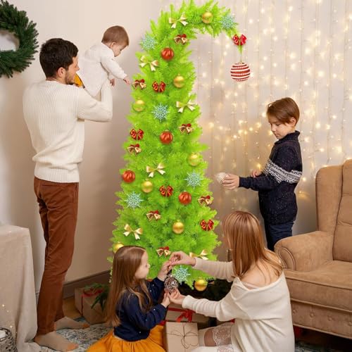 Árbol de Navidad de PVC tipo lápiz y 3 pies con base metálica estable 5