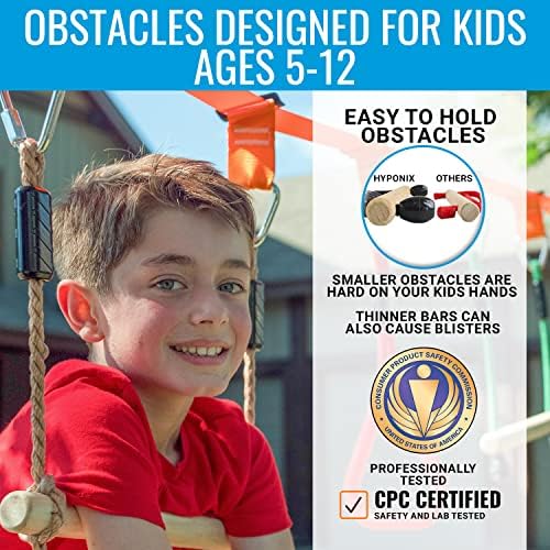 Hyponix 50' Ninja Warrior Obstacle Course for Kids - Weatherproof - Ninja Slackline - Kids Obstacle Course - Ninja Course for Kids Outside - Ninja Kids - Slackline Obstacle Course - Ninja Slack Line 4 51Z0QLllwjL. AC